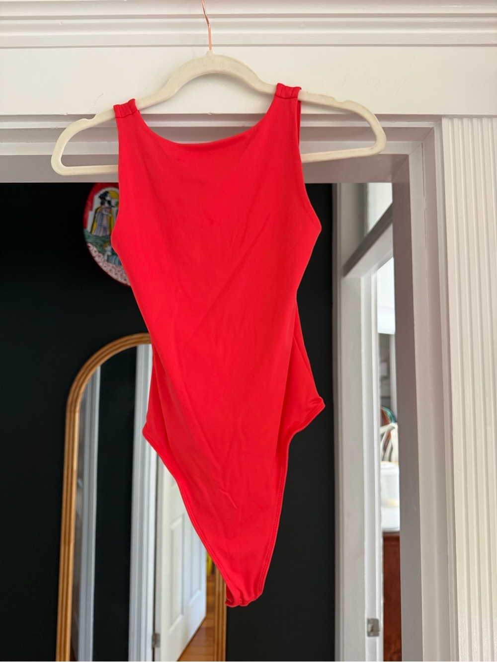 Aeropostale Seriously Soft Sculpt Red Scoop Neck Bodysuit Size XS
